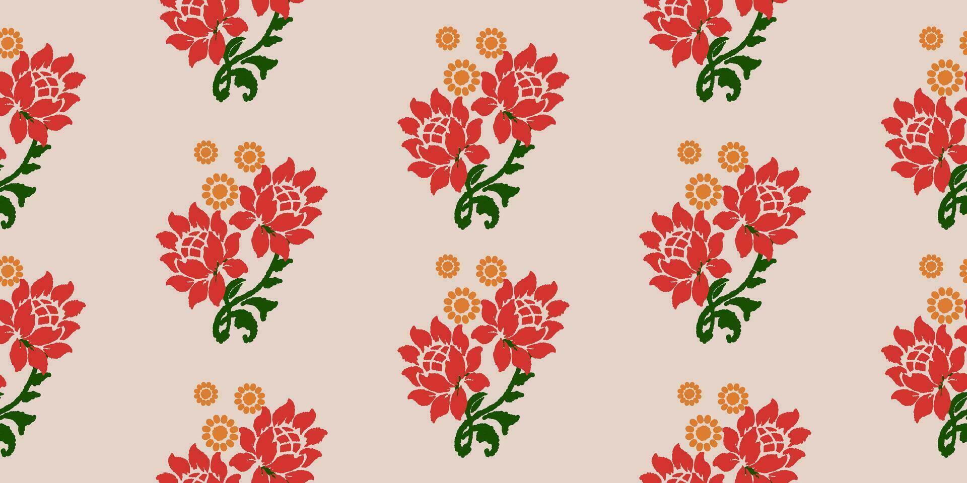 ikat floral broderie modèle sur lumière rose arrière-plan, traditionnel géométrique modèle, aztèque style abstrait vecteur illustration pour arrière-plan, tapis, fond d'écran, vêtements, batik emballage, chiffon.