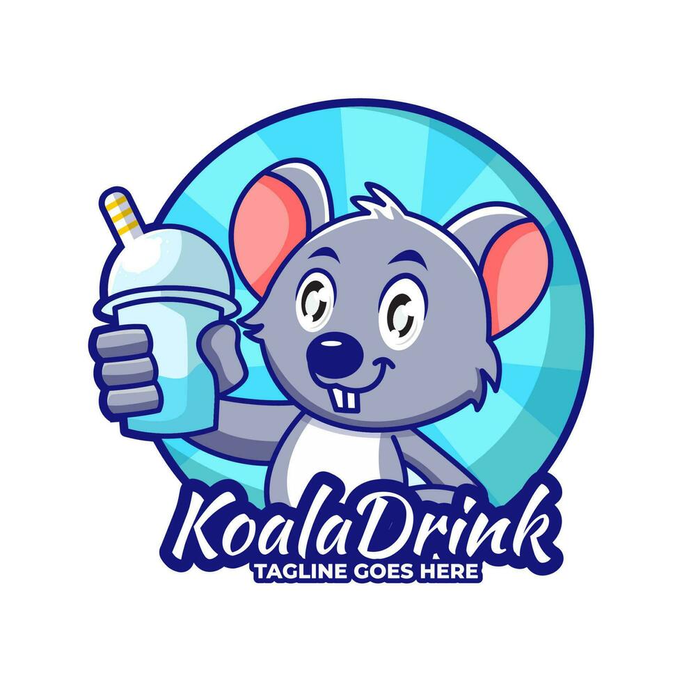 koala avec boisson dessin animé logo vecteur