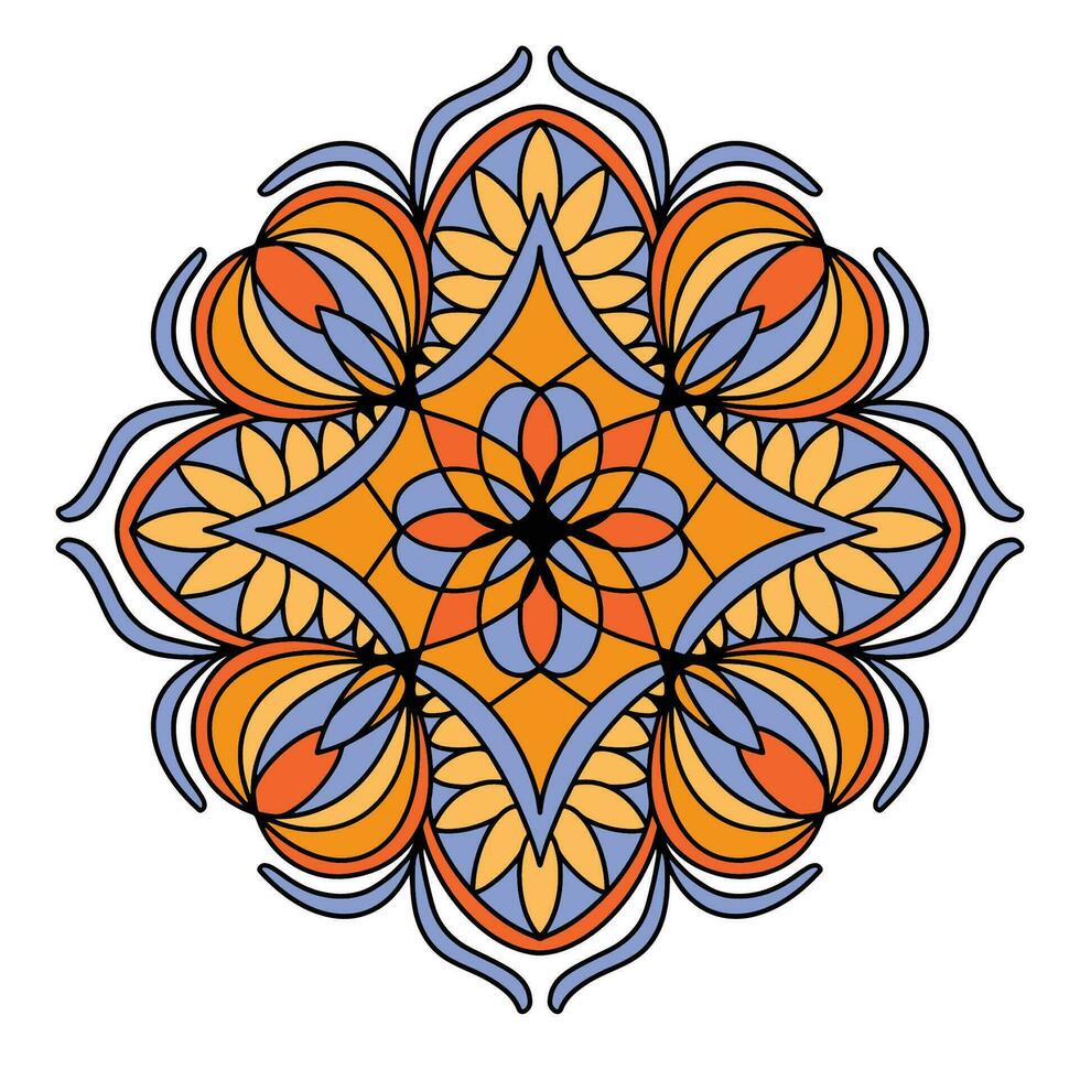 mandala fleur art Sept, avec confortable couleurs, bien pour graphique conception et décoratif Ressources vecteur