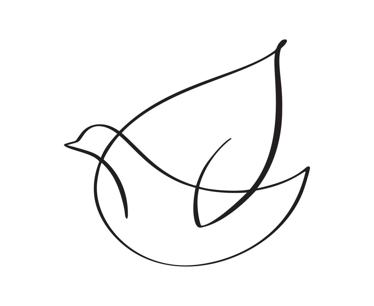 ligne de pinceau de calligraphie oiseau colombe dessiné à la main vecteur