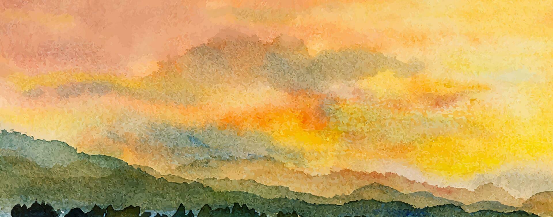 paysage collines abstrait art aquarelle La peinture Contexte avec montagnes gamme. vecteur