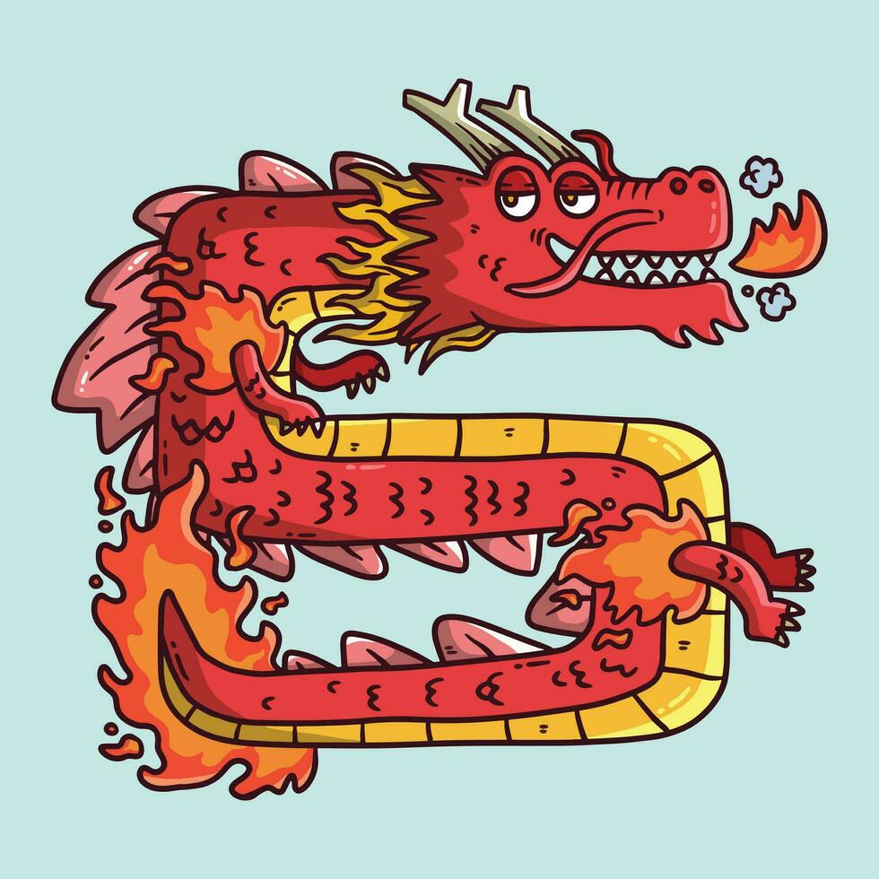 mignonne rouge dragon dessin animé vecteur illustration. rouge dragon zodiaque vecteur illustration.