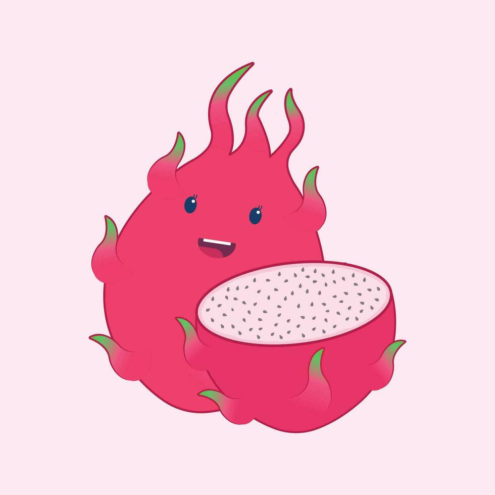 mignonne dragon fruit vecteur illustration