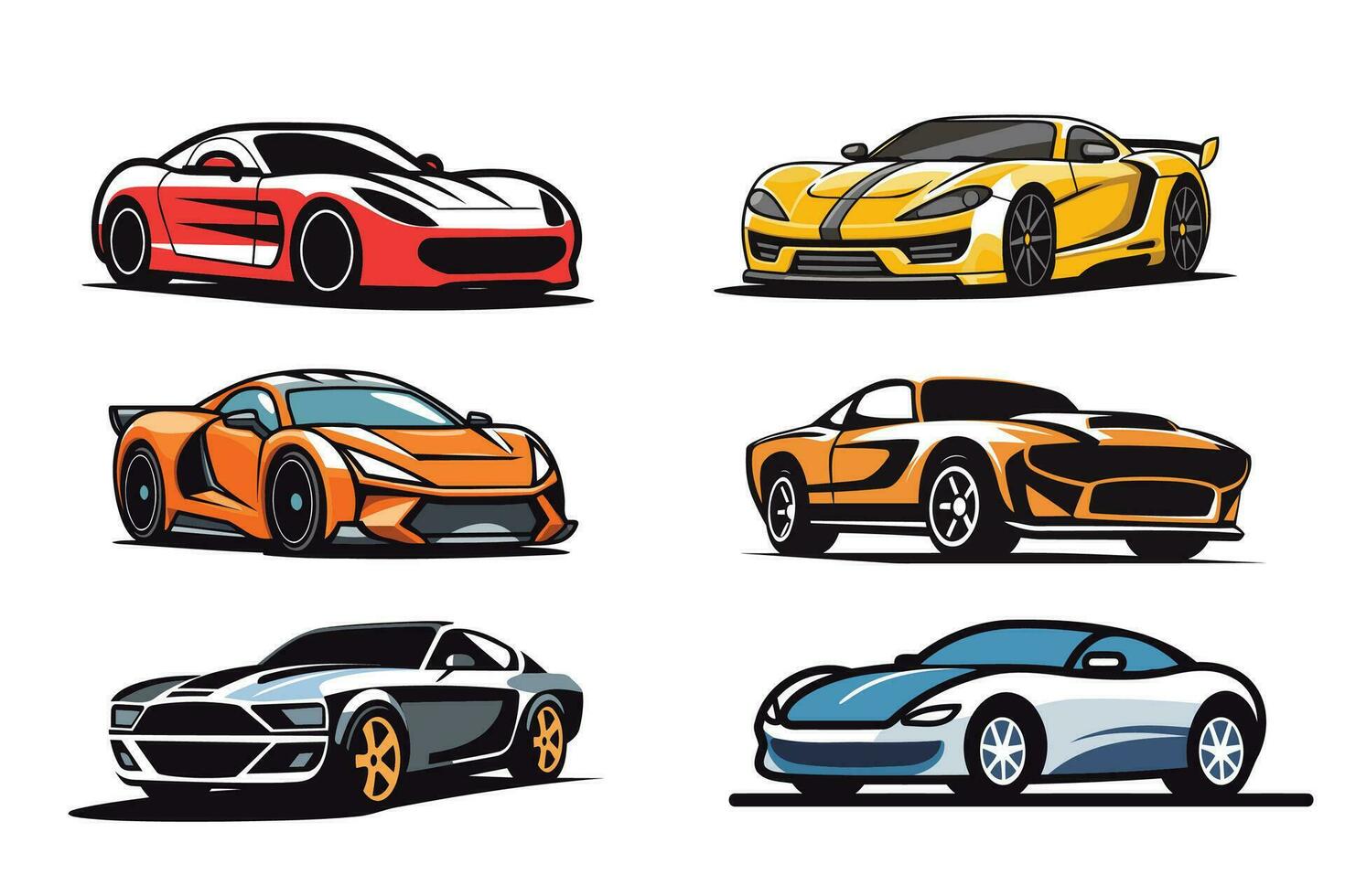 collection de des sports voitures sur une blanc Contexte. vecteur illustration pour votre conception
