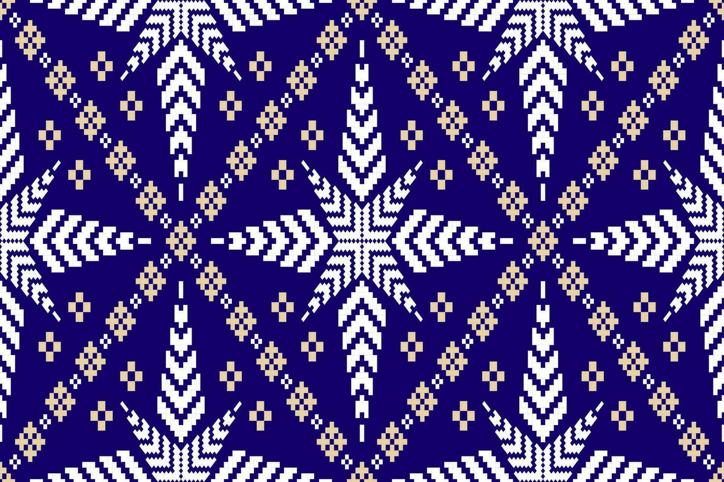 indigo marine bleu géométrique traditionnel ethnique modèle ikat sans couture modèle abstrait conception pour en tissu impression tissu robe tapis rideaux et sarong aztèque africain Indien indonésien vecteur