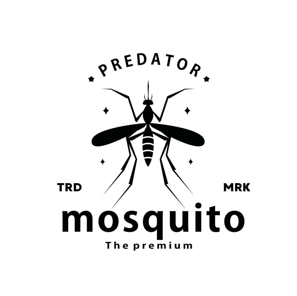 ancien rétro branché moustique logo vecteur silhouette art icône
