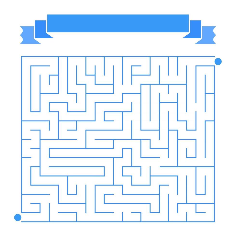 labyrinthe isolé rectangulaire simple abstrait. couleur bleue sur fond blanc. un jeu intéressant pour les enfants. avec un espace pour le texte. illustration vectorielle plane simple. vecteur