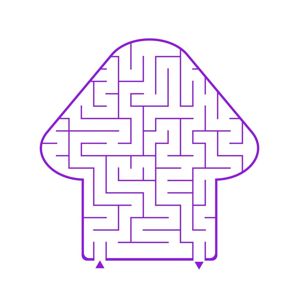 labyrinthe isolé simple abstrait en forme de champignon. fleurs violettes sur fond blanc. un jeu intéressant pour les enfants. illustration vectorielle plane simple. vecteur