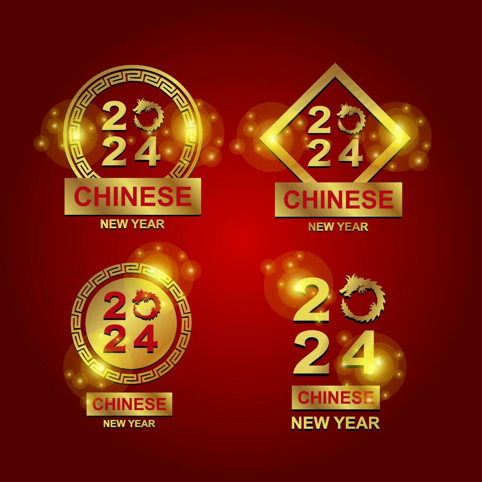 chinois Nouveau année icône logo avec 4 luxueux conception les options vecteur