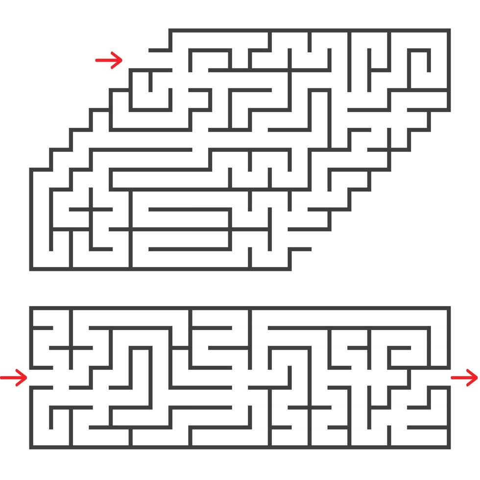 un ensemble de deux labyrinthes rectangulaires avec une entrée et une sortie. illustration vectorielle plane simple isolée sur fond blanc. vecteur