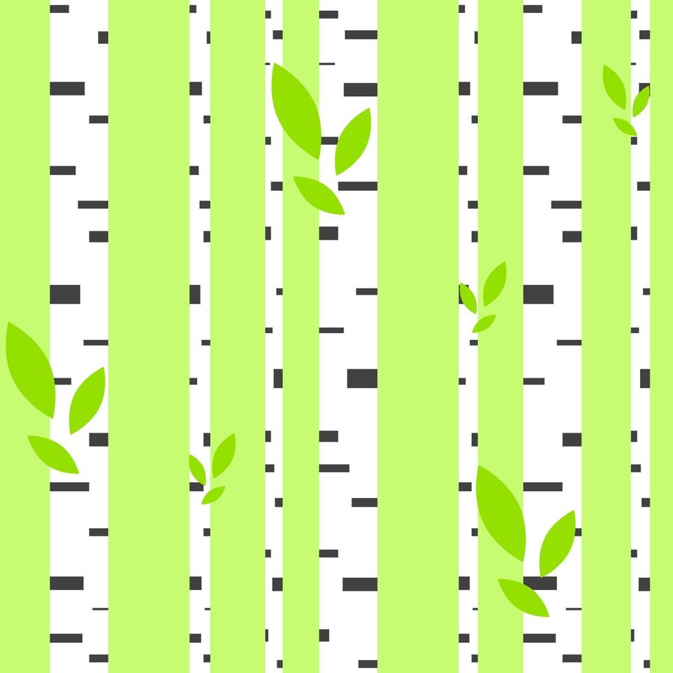 motif transparent coloré de bouleaux blancs abstraits avec des rayures sur fond vert. illustration vectorielle plane simple. pour la conception de papier peint, tissu, papier d'emballage, couvertures, sites Web. vecteur