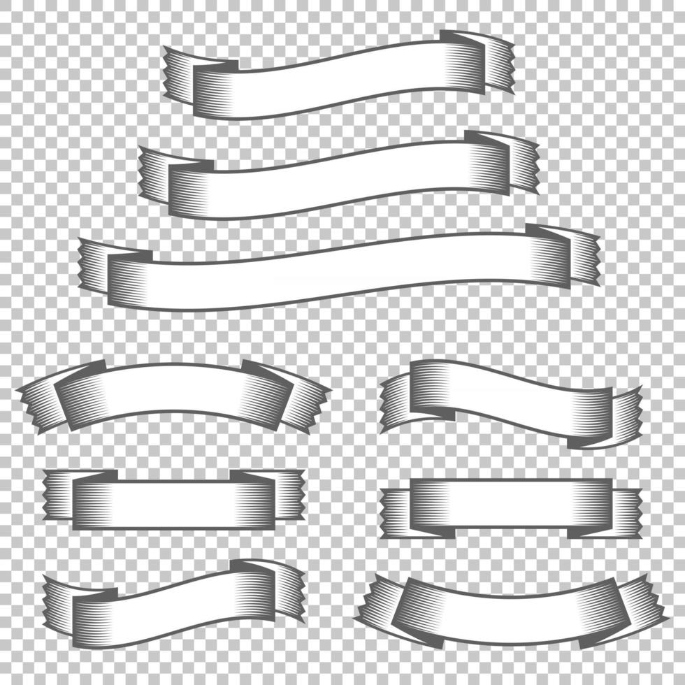 un ensemble de rubans de bannière. avec un espace pour le texte. une illustration vectorielle plane simple isolée sur un fond transparent. vecteur