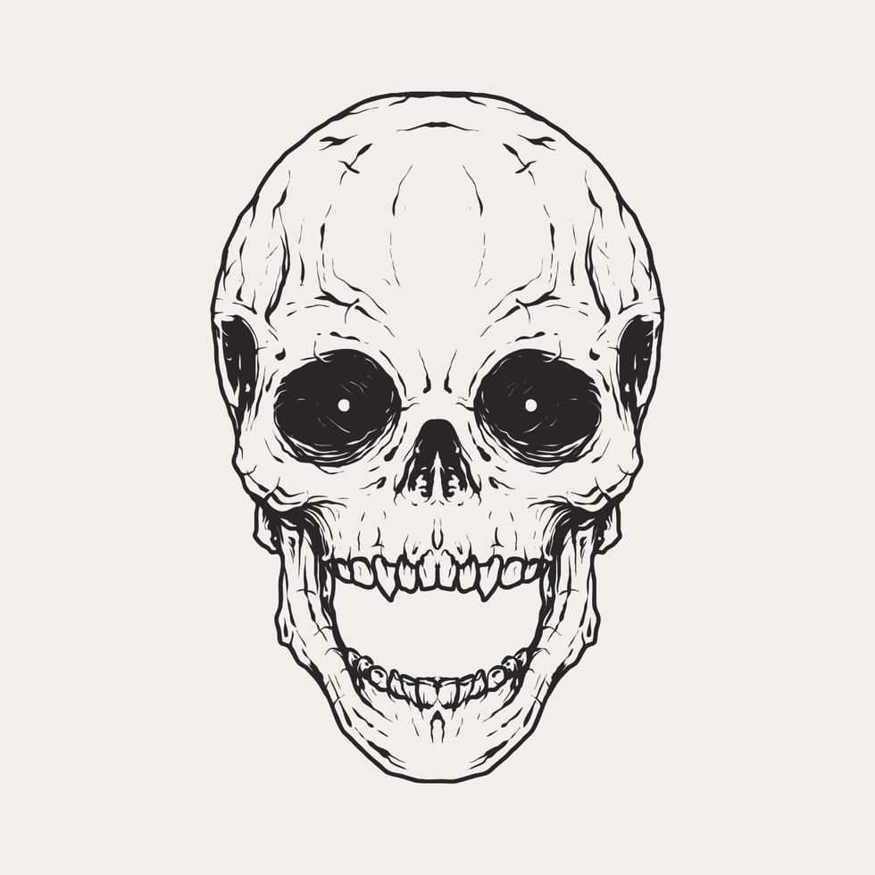 illustration de crâne monochrome vintage vecteur