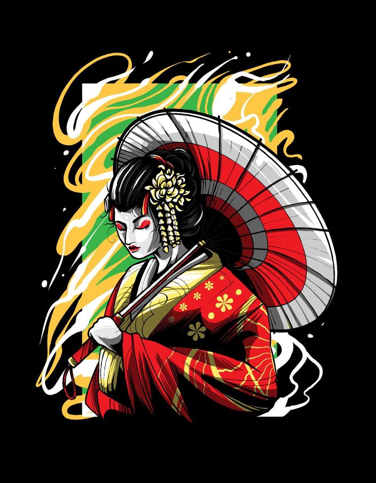 illustration de geisha japon vecteur