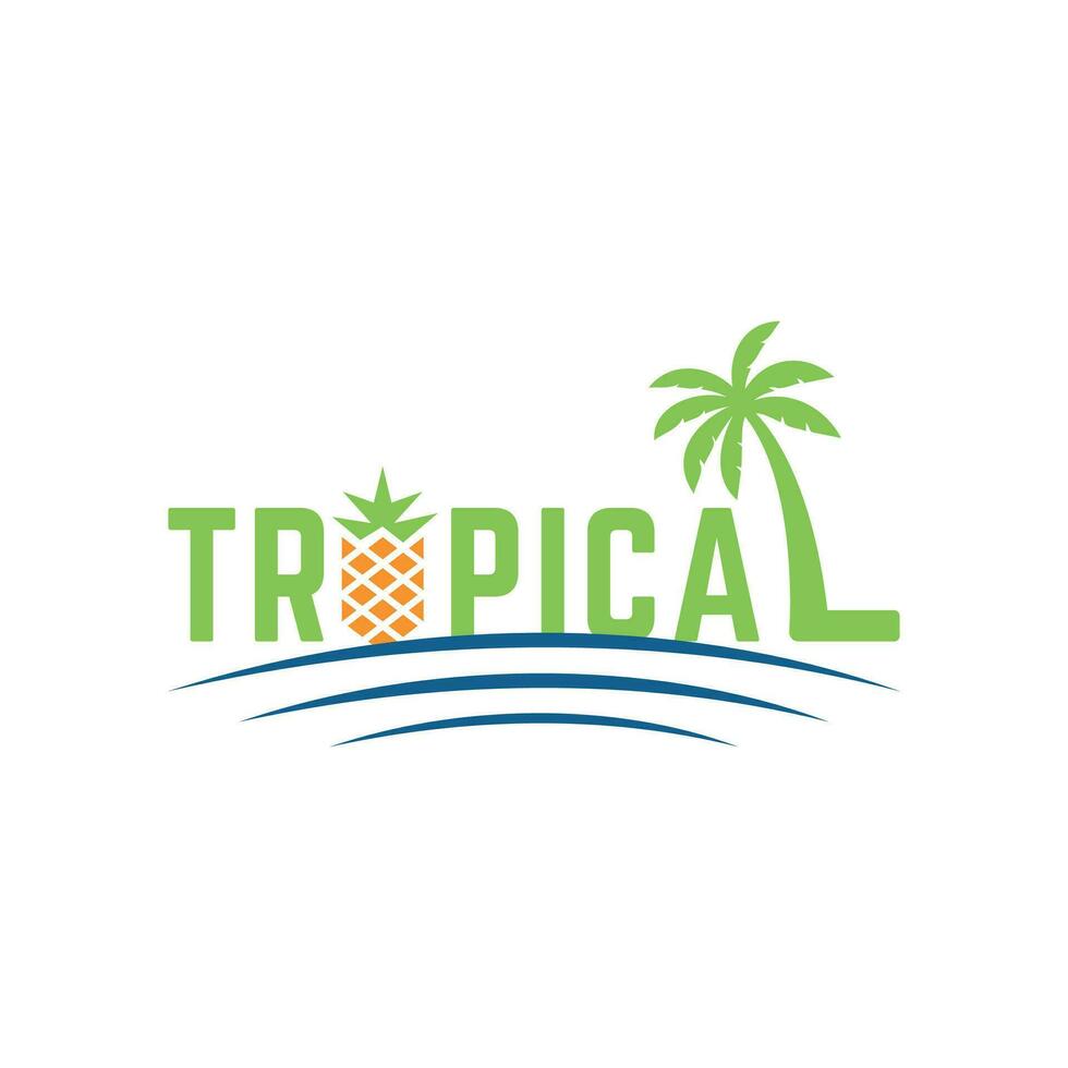 tropical mot-symbole logo conception Créatif texte logo océan paume arbre vecteur