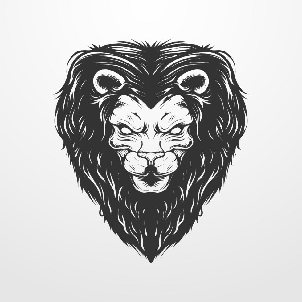 Tête de lion vector illustration en monochrome vintage isolé