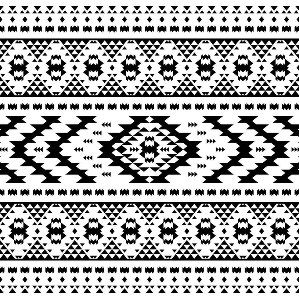 géométrique folklore sans couture ethnique modèle. aztèque et navajo tribal style avec originaire de motif. noir et blanc couleurs. conception pour tissu, textile, ornement, vêtements, arrière-plan, emballage, batik. vecteur