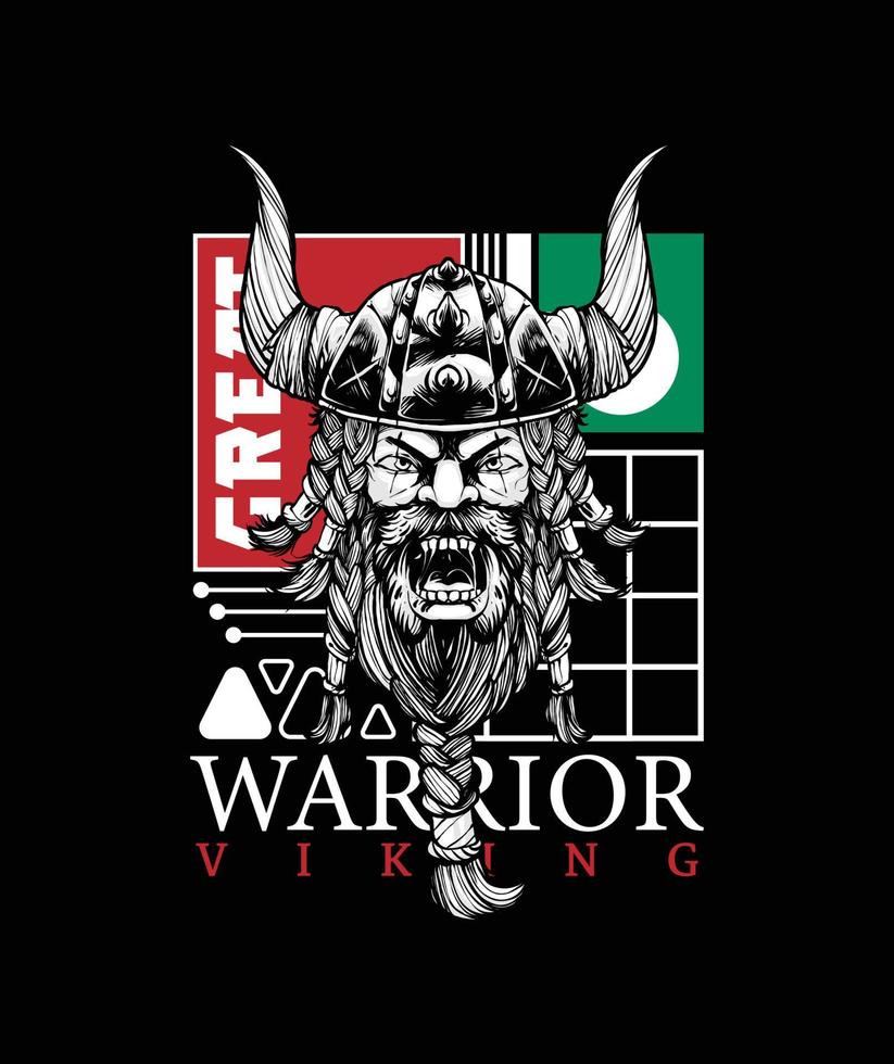 illustration de t-shirt guerrier viking vecteur