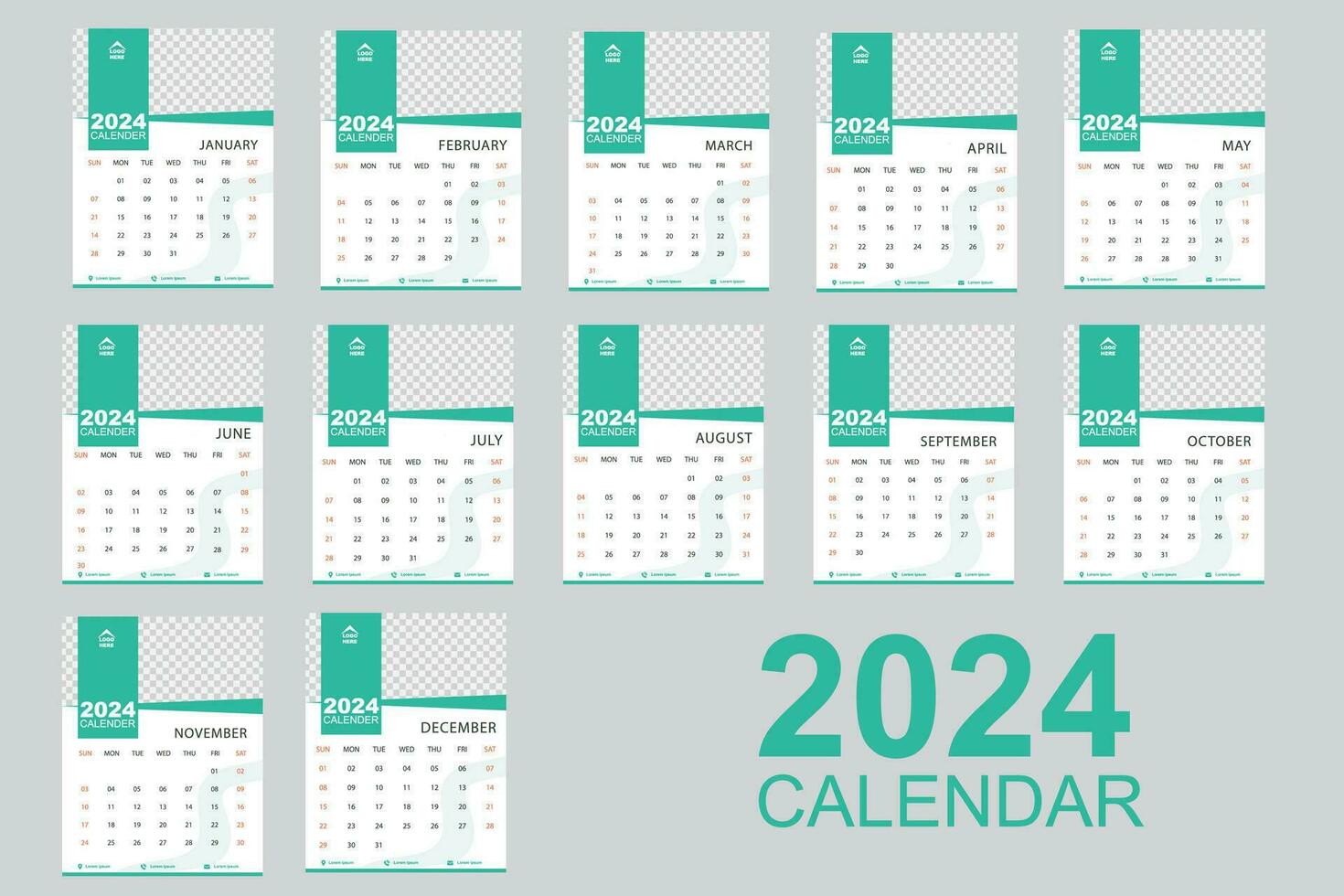 calendrier pour le 2024 année calendrier 2024 modèle content Nouveau année 2024 calendrier conception vecteur