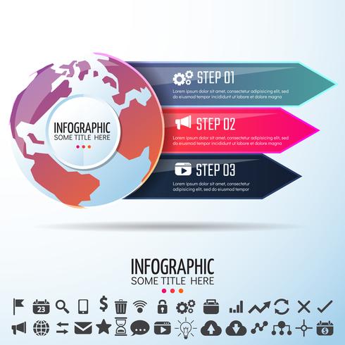 Modèle de conception infographie carte du monde vecteur