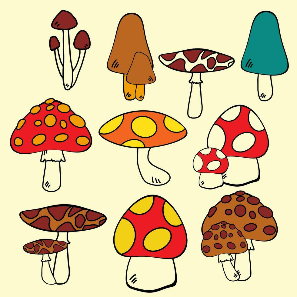 le champignon dessin gratuit main image pour nourriture concept. vecteur