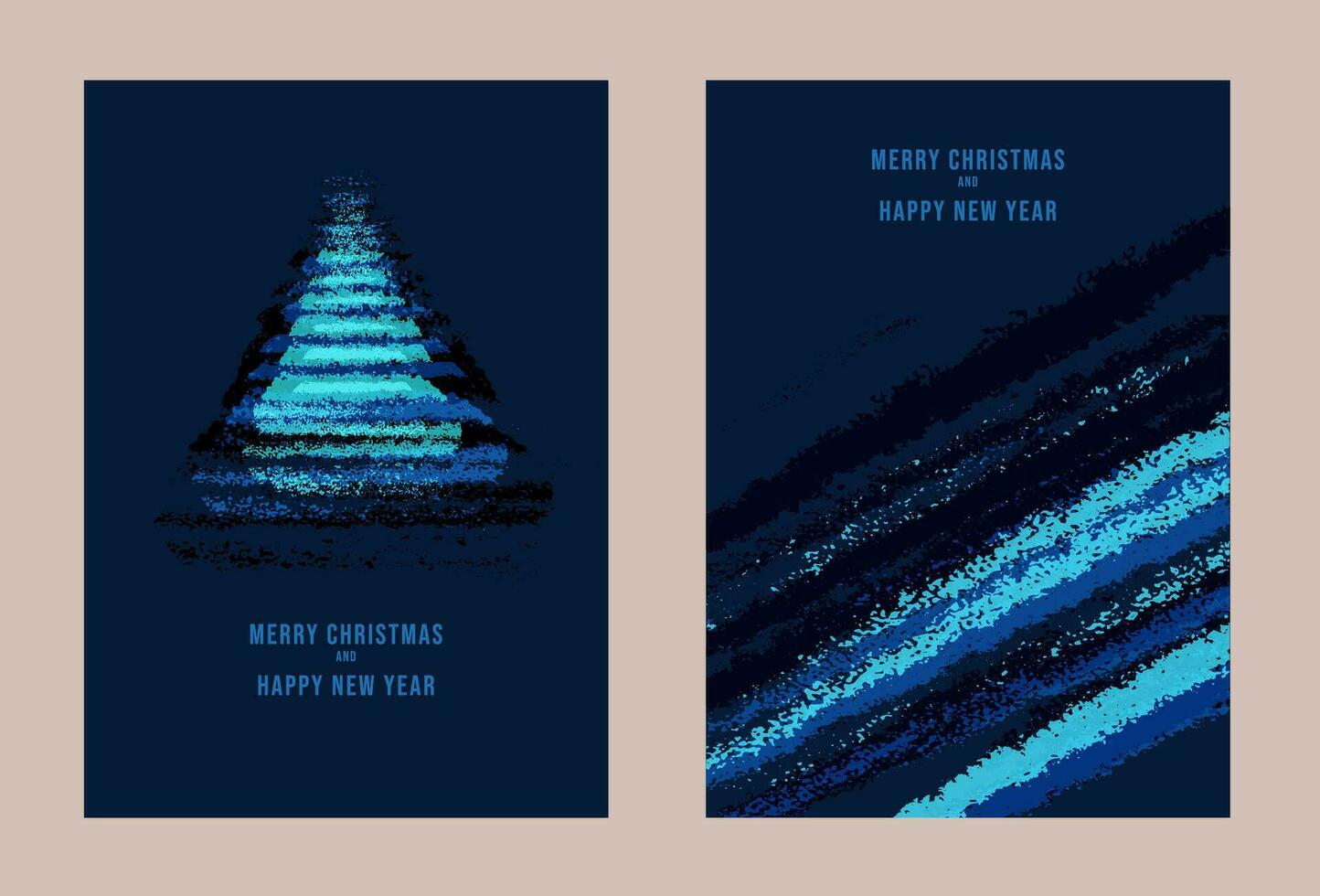 ensemble Noël vacances cartes foncé bleu avec copie espace. une bleu néon abstrait Contexte avec Noël arbre. vecteur des illustrations de impression, entreprise invitation, salutation cartes, bannière.