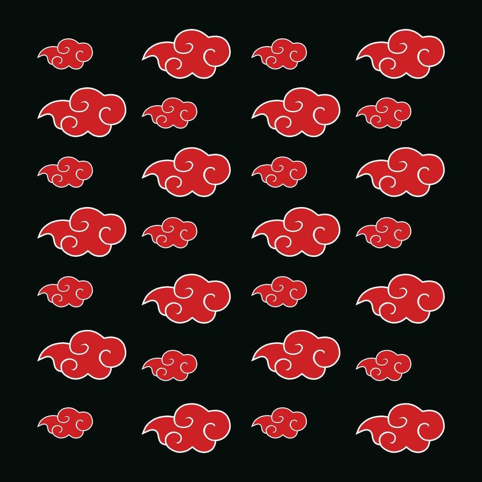 Naruto Akatsuki rouge illustration nuage art isolé symbole logo modèle vecteur illustration