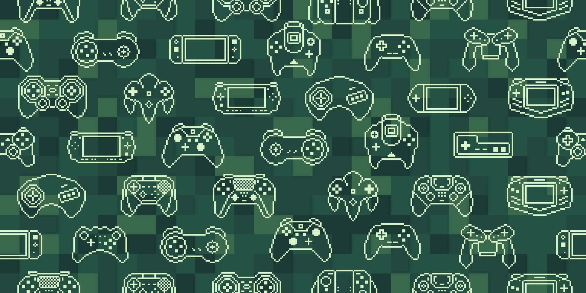 vidéo Jeu manette Contexte gadgets et dispositifs sans couture modèle vecteur pixel art style