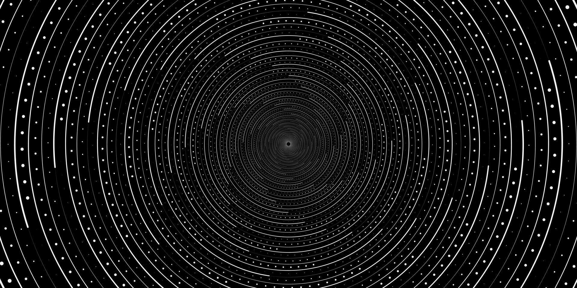 abstrait Contexte avec concentrique cercles dans noir et blanc couleurs. rayonnant lignes. vecteur illustration.