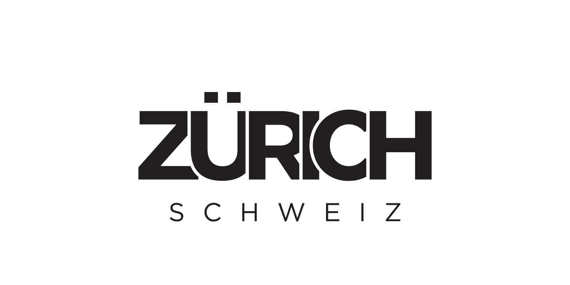 Zurich dans le Suisse emblème. le conception Caractéristiques une géométrique style, vecteur illustration avec audacieux typographie dans une moderne Police de caractère. le graphique slogan caractères.