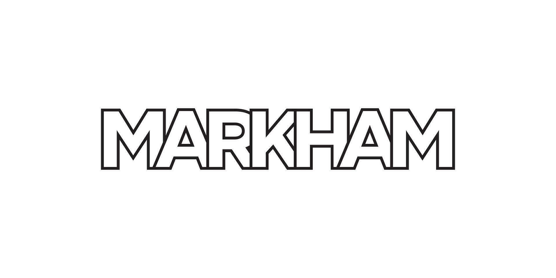 Markham dans le Canada emblème. le conception Caractéristiques une géométrique style, vecteur illustration avec audacieux typographie dans une moderne Police de caractère. le graphique slogan caractères.