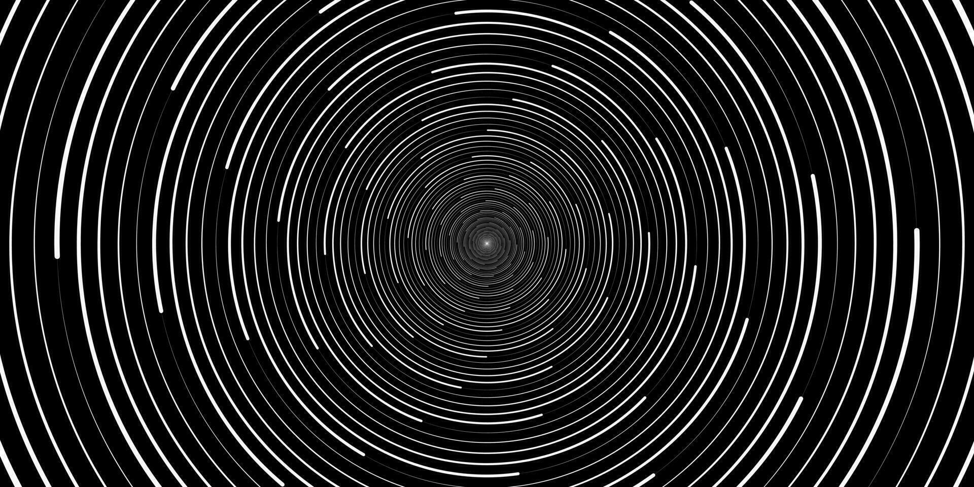 abstrait Contexte avec concentrique cercles dans noir et blanc couleurs. rayonnant lignes. vecteur illustration.