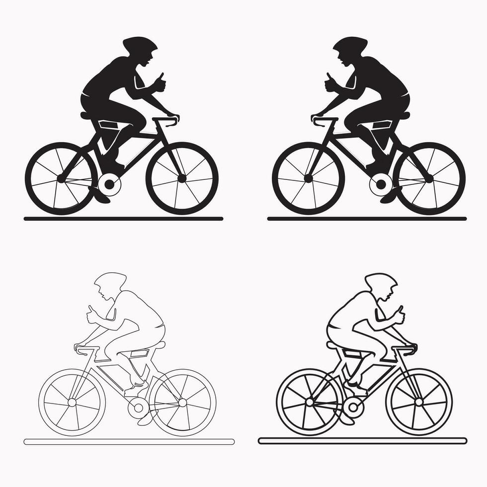 vélo avec homme courir vite vecteur illustration eps