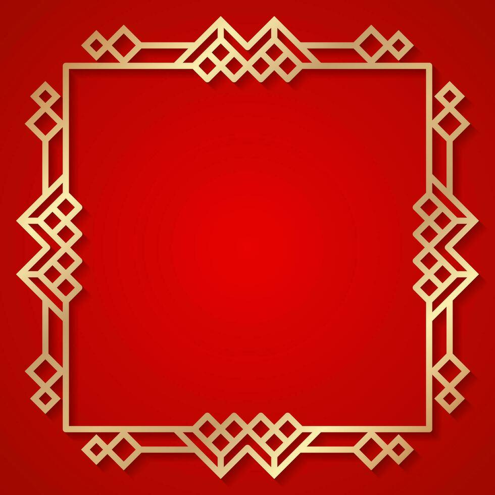 d'or Oriental Cadre sur rouge Contexte. - vecteur. vecteur