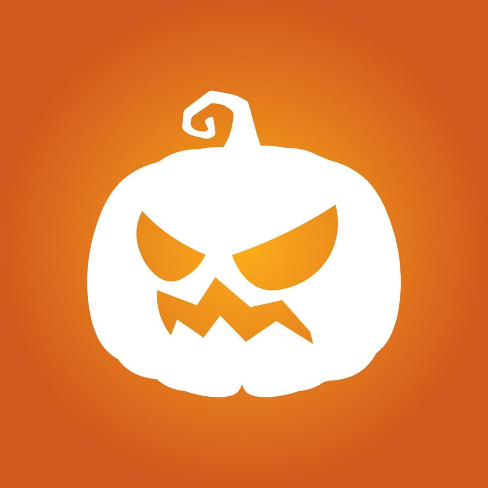 citrouille effrayante blanche d'halloween dans le concept de dessin animé de vacances de style plat vecteur