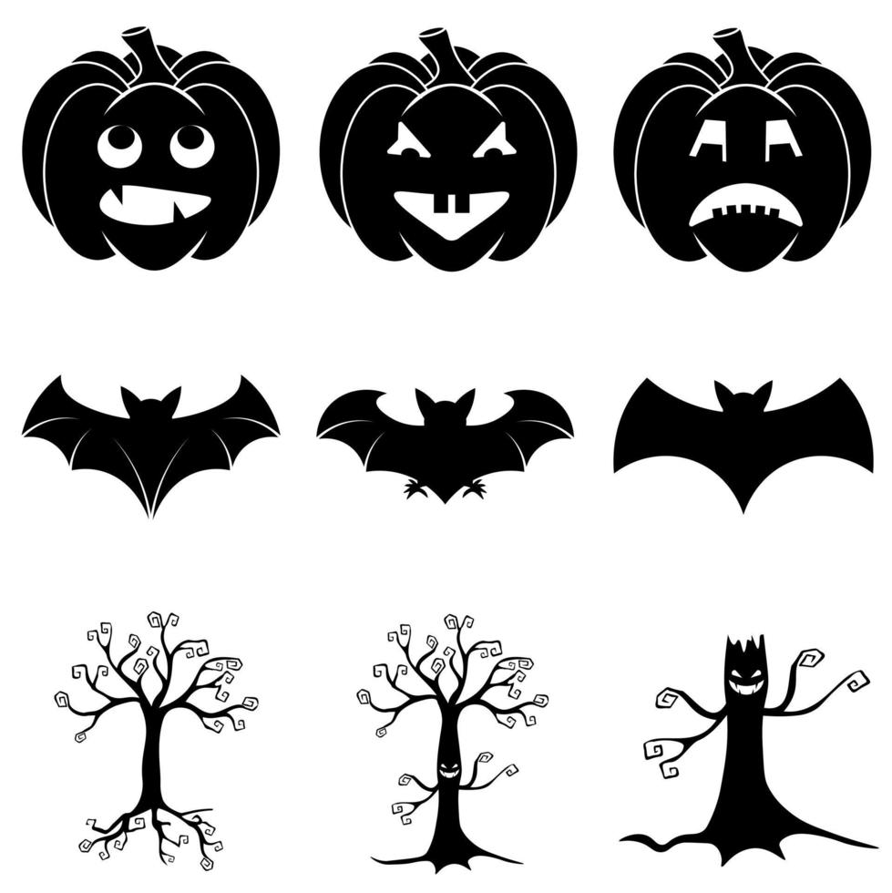 ensemble d'icônes effrayantes d'halloween dans un style plat pour le web vecteur