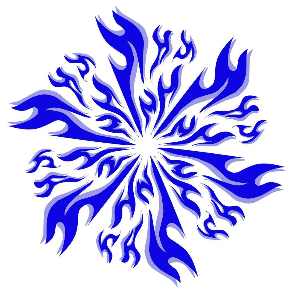 bleu tribal mandala icône avec ombre. parfait pour logos, Icônes, articles, tatouages, autocollants, affiches, bannières, vêtements, Chapeaux vecteur