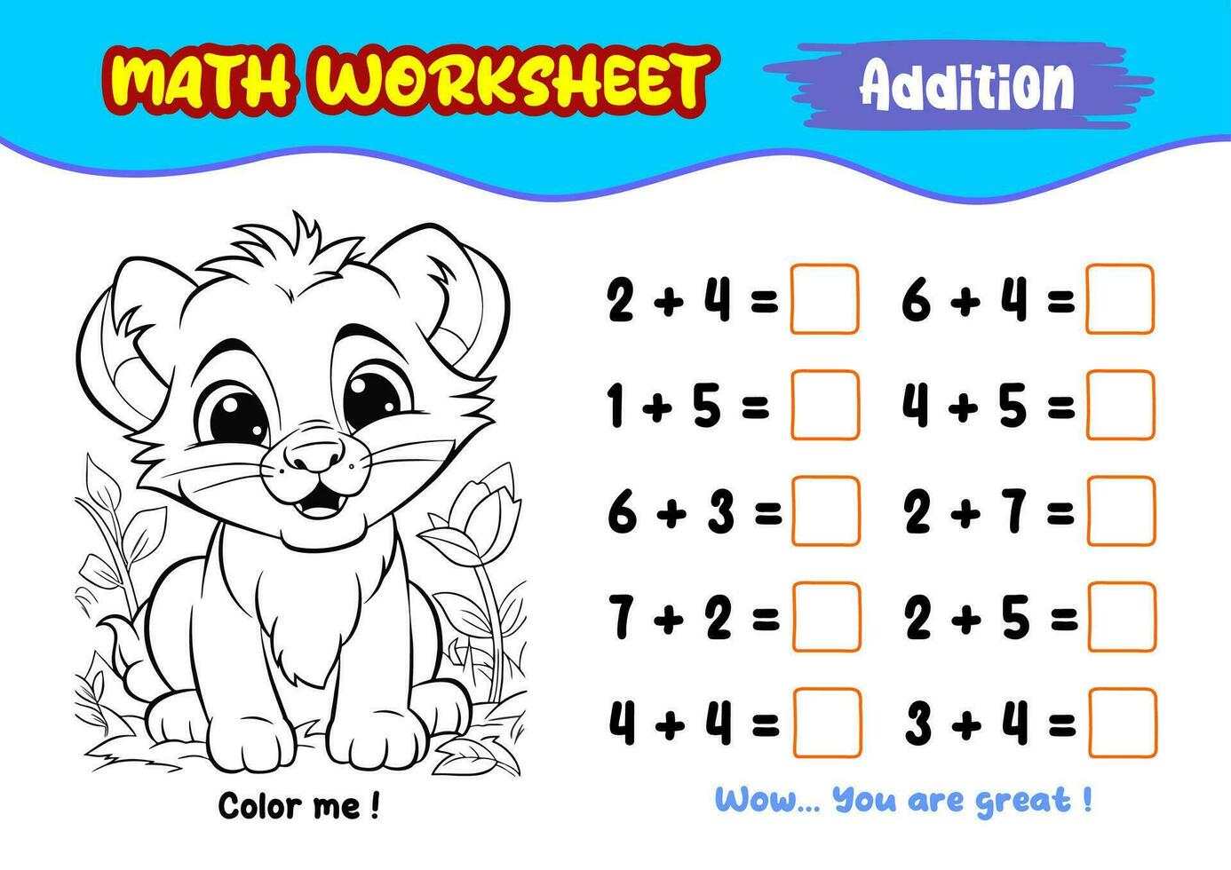 math feuilles de travail pour de bonne heure enfance avec intéressant coloration des photos vecteur