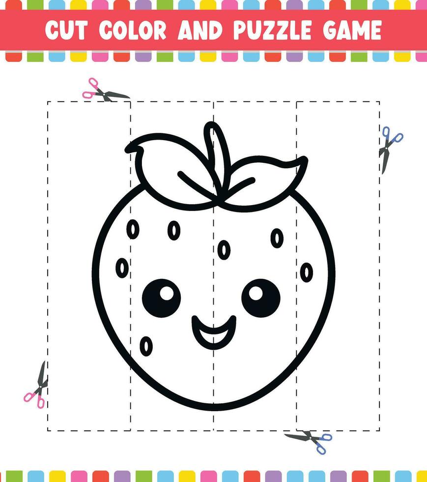 Couper Couleur éducation feuille de travail Jeu pour des gamins Couleur activité puzzle pour les enfants vecteur