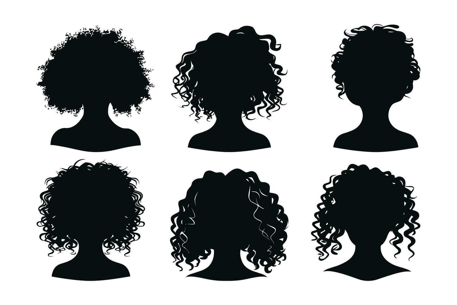 main tiré frisé cheveux silhouette vecteur