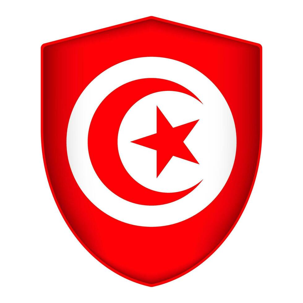 Tunisie drapeau dans bouclier forme. vecteur illustration.