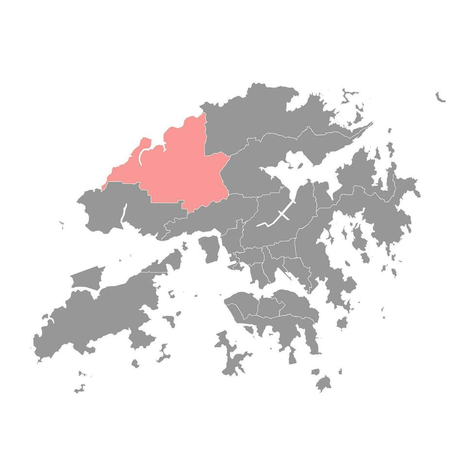 Yuen longue district carte, administratif division de Hong Kong. vecteur illustration.