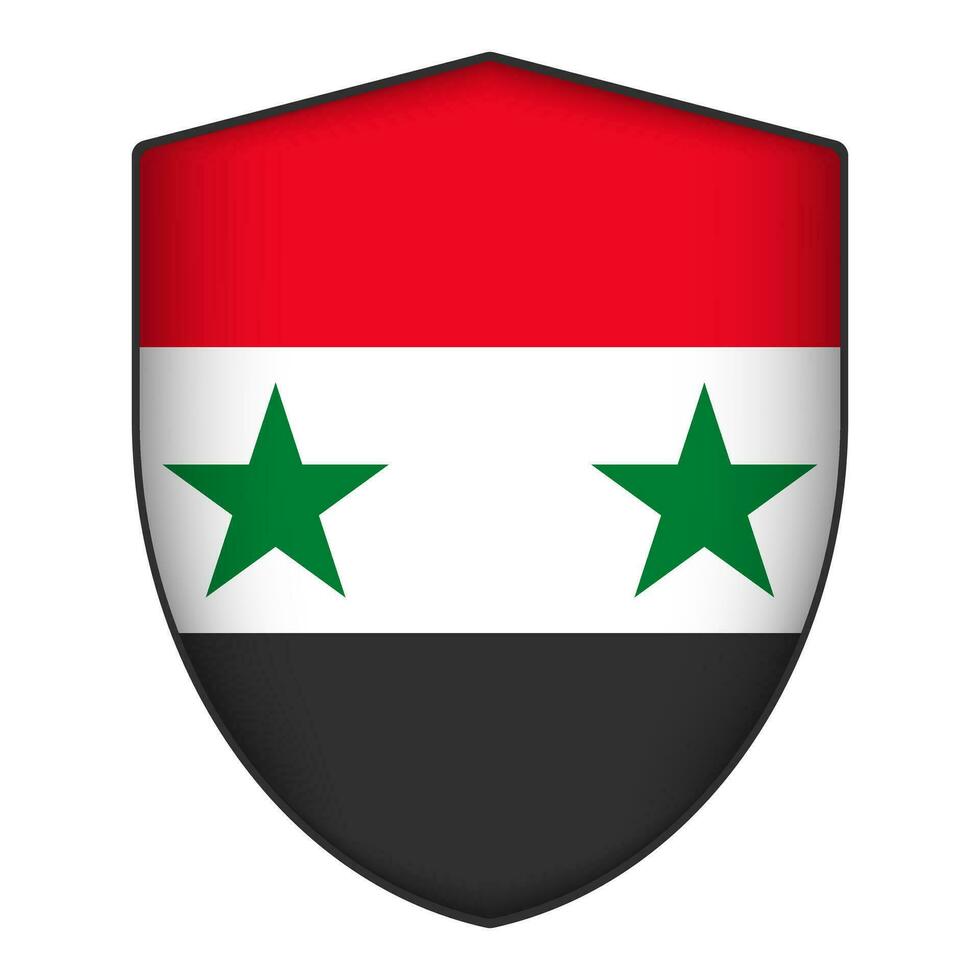 Syrie drapeau dans bouclier forme. vecteur illustration.