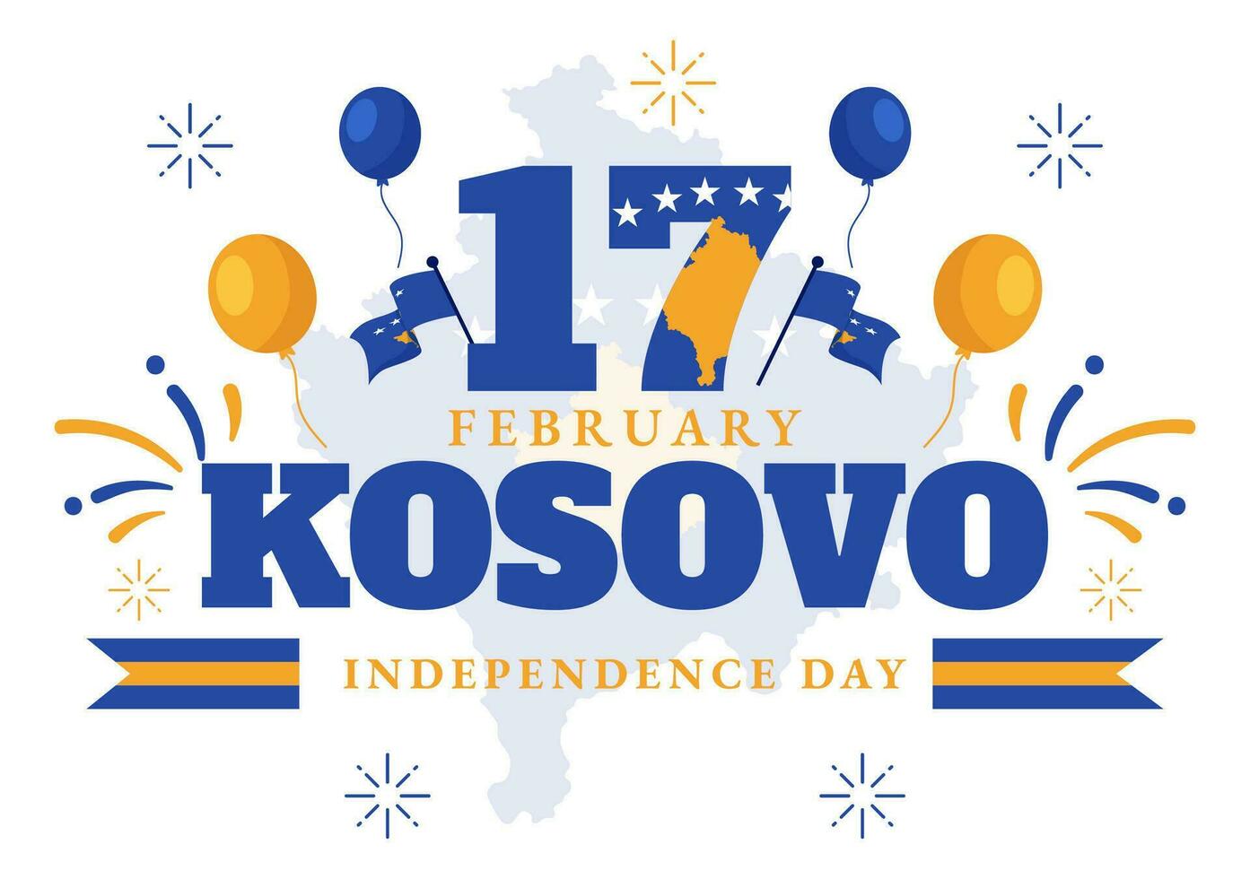 kosovo indépendance journée vecteur illustration sur février 17 avec agitant drapeau dans content république fête vacances sur plat dessin animé Contexte