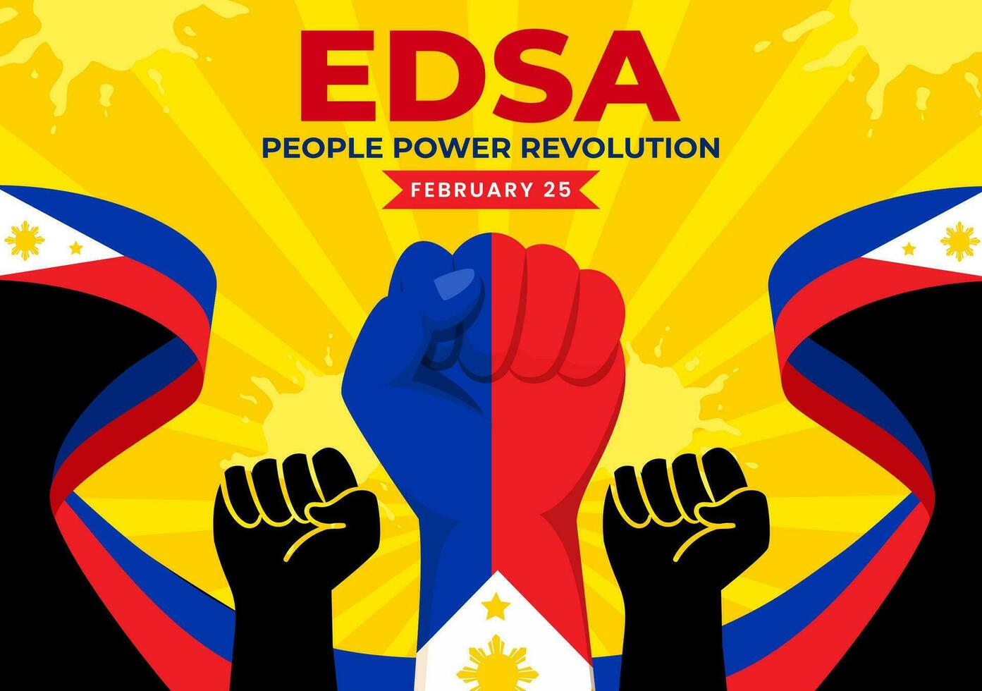 edsa gens Puissance révolution anniversaire de philippine vecteur illustration sur février 25 avec philippines drapeau dans vacances plat dessin animé Contexte