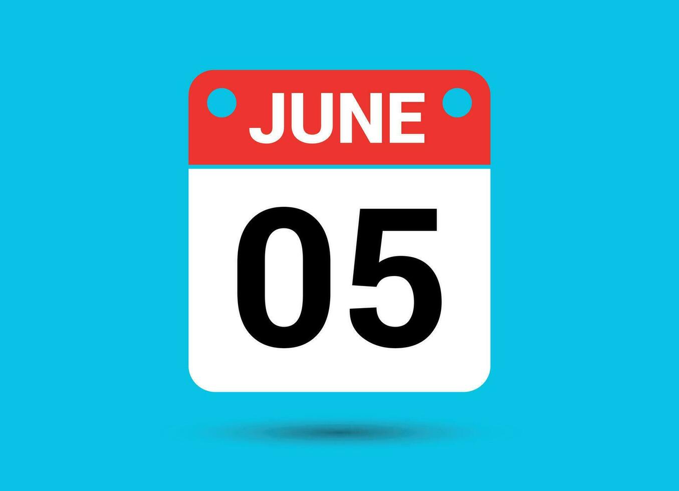 juin 5 calendrier Date plat icône journée 5 vecteur illustration