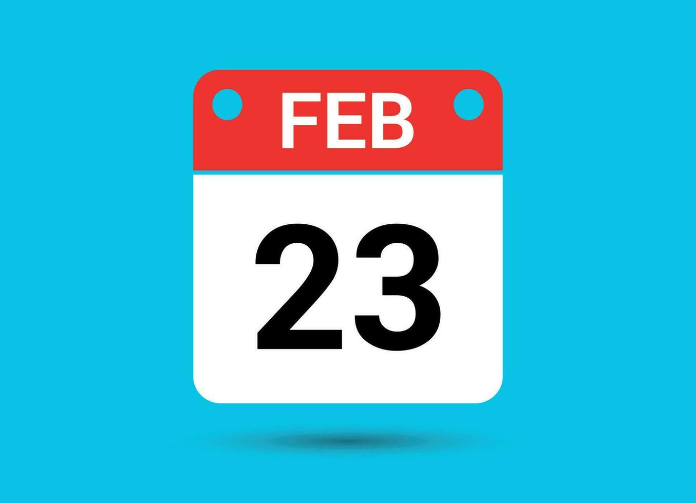 février 23 calendrier Date plat icône journée 23 vecteur illustration