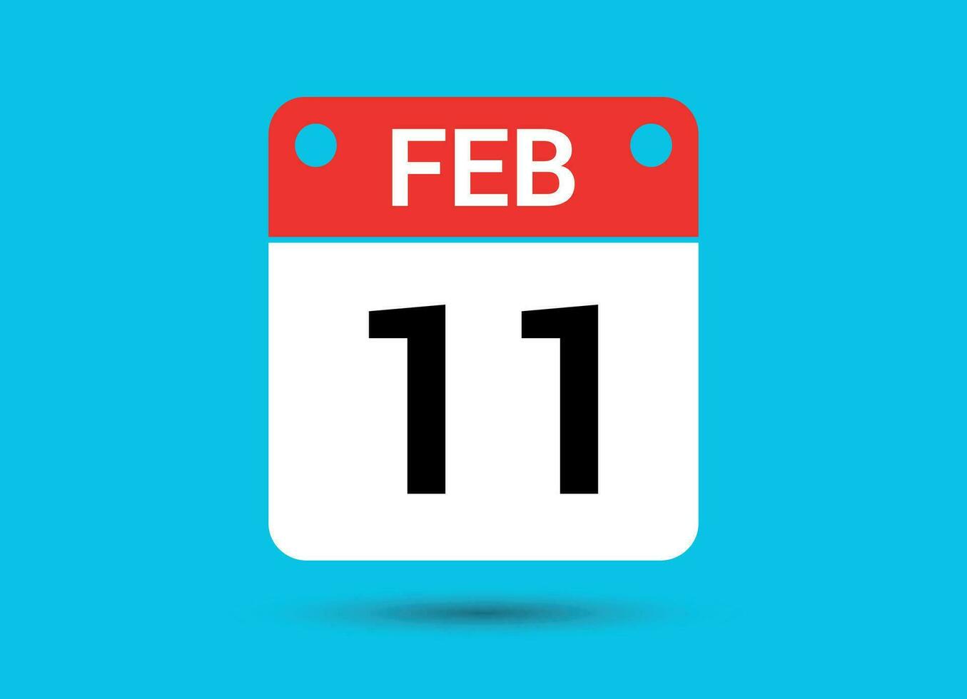 février 11 calendrier Date plat icône journée 11 vecteur illustration