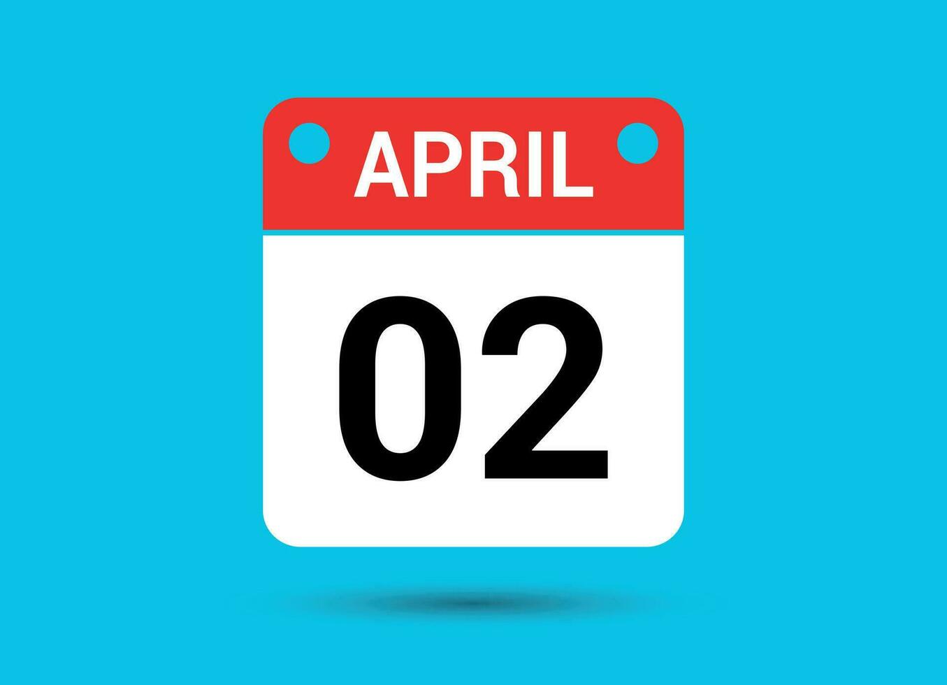 avril 2 calendrier Date plat icône journée 2 vecteur illustration