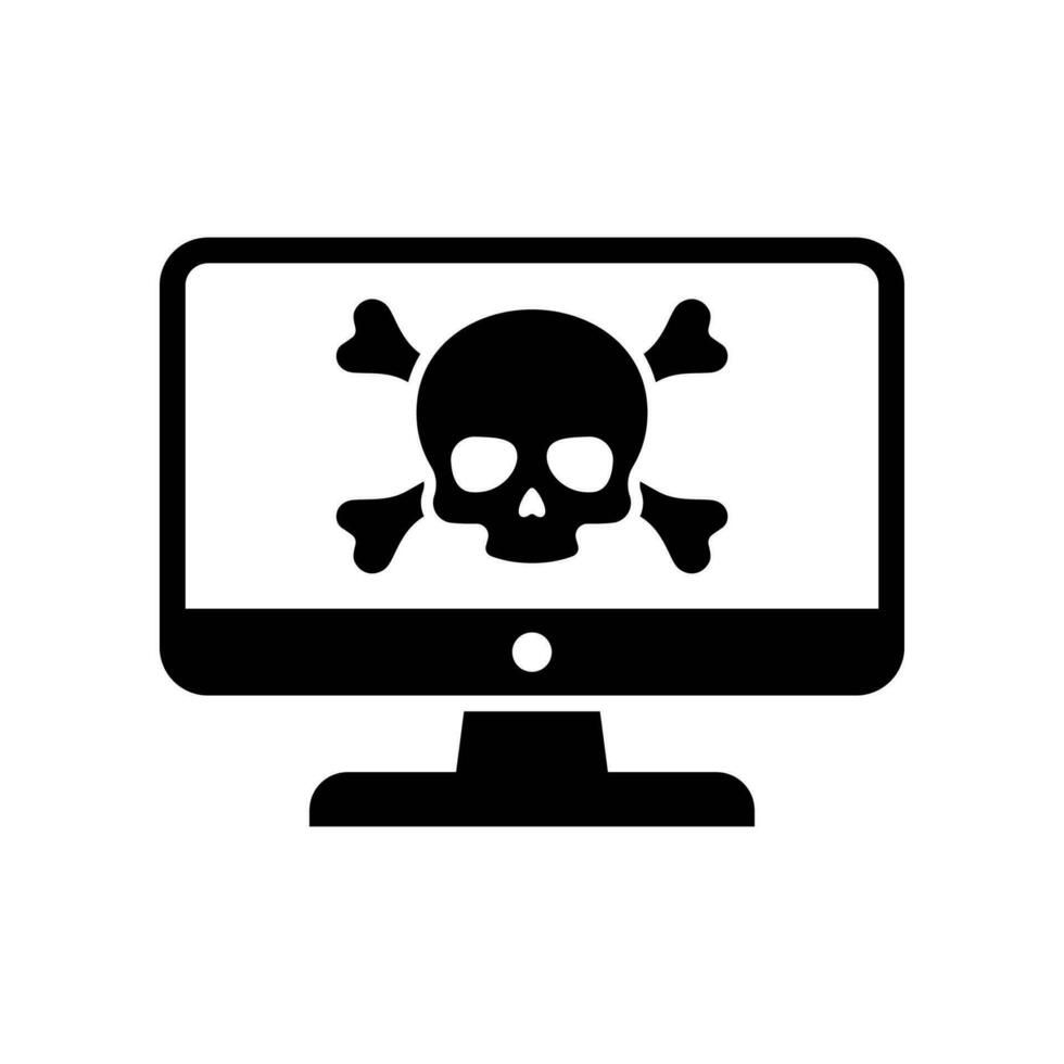 ordinateur virus icône isolé sur blanc Contexte. ordinateur virus, danger icône. vecteur